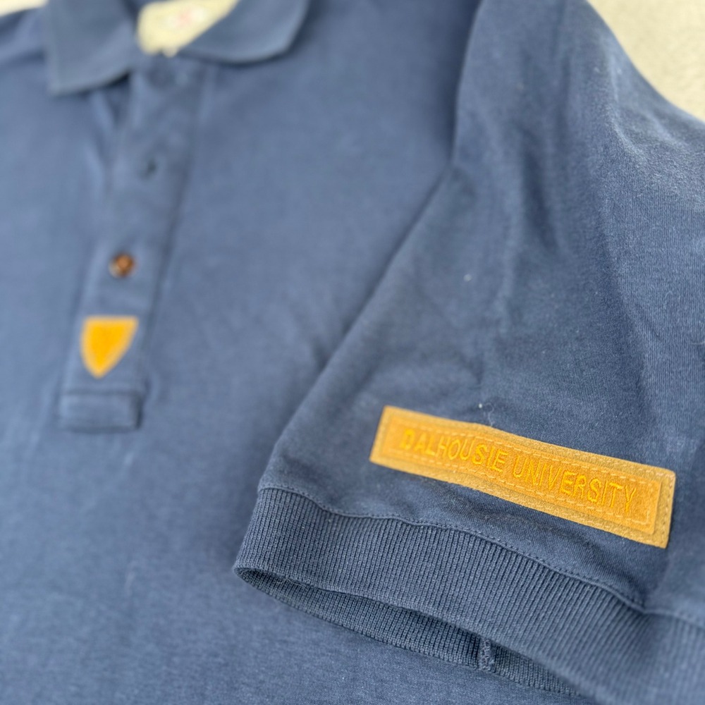 Dalhousie University SDI Polo Shirt Mens Large Navy Blue Patch Logo Collegiate‎